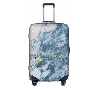 Amkong Funda elástica para maleta, con textura de mármol rosa, tamaño grande, Arte de textura de mármol azul polvo, M