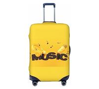 Amkong Funda protectora de elastano altamente elástica para maleta, tamaño mediano, se adapta a impresiones de fondo de música amarilla brillante de 56 a 61 cm, White, S