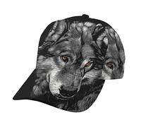 Amkong Gorra de béisbol ajustable con signo del zodiaco del león en fuego, gorra de béisbol ajustable de perfil bajo, sombrero de papá lavado para el verano, Lobo blanco y negro, Talla única