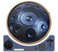 Amkoskr Handpan - Instrumento de tambor kurdo menor de 22 pulgadas D para rendimiento profesional, tambor de mano de sonido de 440 Hz para adultos