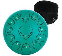 AMKOSKR Tambor de Lengua de Acero 12 Pulgadas 30cm 13Notas C Chiave,Instrumento de Percusión Tambor de Mano para Niño con Mazos y Bolsa de Transporte(Verde)