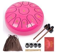 Amkoskr Tambor de lluvia para exterior, 6 pulgadas, 11 notas, tambor de lengua de acero, instrumento principal de acero para yoga, meditación, educación musical, regalo, rosa