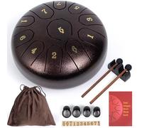 Amkoskr Tambor de lluvia para exterior, 6 pulgadas, 11 notas, tambor de lengua de acero, instrumento principal de acero para yoga, meditación, educación musical, regalo, bronce