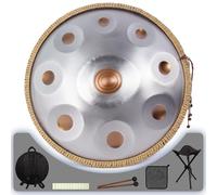 Amkoskr Tambor de mano de 18 pulgadas para adultos, instrumento de mano kurdo en D menor con 9 notas afinadas de precisión, tambor de mano de 432 Hz para rendimiento principiante