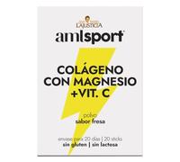 AML Sport - Colágeno con magnesio + VIT C, Articulaciones fuertes, Regenerador de tejidos con colágeno hidrolizado tipo 1 y 2, Sabor Fresa, 20 Unidades (Paquete de 1)