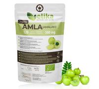 Amla Elikafoods® ORGÁNICA. 120 comprimidos de 400mg. Fortalecimiento y brillo de cabello y piel. Gran cantidad de Vitamina C, minerales y antioxidantes. Vegana y sin gluten. Fácil ingestión.
