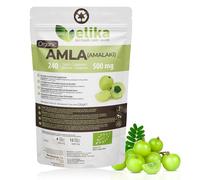 AMLA Elikafoods ® ORGÁNICA Crecimiento Cabello - Vitamina cabello - Mejora la piel y caida pelo mujer - Con Vitamina C, Zinc, Proteina, Calcio, Hierro Suplemento. Caida cabello mujer (240ud -500mg)