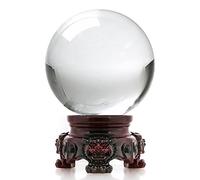 Amlong Crystal Bola de Cristal Transparente de 80 mm con Soporte de Resina de león de secoya