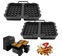 Amlope 2 Piezas Air Fryer Waffles Molde de Silicona para Gofres Inserto para Freidora de Aire Waffles Accesorios para Freidora de Aire Compatible con Ninja AF500EU, AF400EU, AF451EU, SL400EU(Negro)