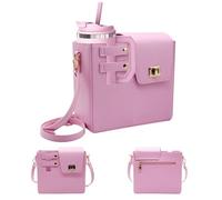 Amlope Bolso Bandolera para Copa Stanley Bolso para Stanley Cup Botella de Agua Bolsa de Transporte con Compartimento y Bandolera Ajustable Stanley Cup Accesorios para Yoga, Viajes, Compras (Rosa)
