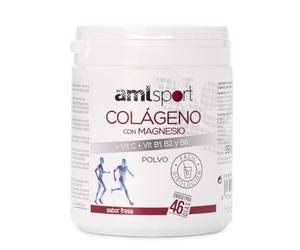 AMLsport Colágeno con magnesio + vit c, b1, b2 y b6, Articulaciones fuertes, Regenerador de tejidos con colágeno hidrolizado tipo 1 y 2, Envase para 46 días, Sabor Fresa, 350 g (Paquete de 1)