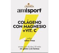 AML Sport - Colágeno con magnesio + VIT C, Articulaciones fuertes, Regenerador de tejidos con colágeno hidrolizado tipo 1 y 2, Sabor Fresa, 20 Unidades (Paquete de 1)