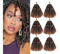 AMLUCKS Afro Kinky Hair Bulk Marley Twist Braiding Hair Pre-Separated Springy Braids for Cuban Twist Hair Faux Locs Crochet Synthetic Hair Extensions for Women (T30#, 14inch-6)