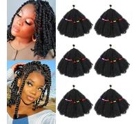 AMLUCKS Afro Kinky Hair Bulk Marley Twist Braiding Hair Pre-Separated Springy Braids for Cuban Twist Hair Faux Locs Crochet Synthetic Hair Extensions for Women (1B#, 14inch-6)