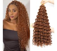 AMLUCKS Deep Wave Braiding Hair Ocean Wave Crochet Hair for Black Women Girls Synthetic Water Wave Crochet Hair Extensions for Boho Braids (30#, 22inch-3)