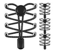 AMLY Cordones elásticos y tarea pesada sin ataduras para adultos, adecuados para zapatos y deportivas (Black-black-black-black)