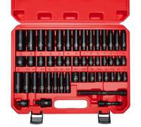 AMM Juego de llaves de impacto de 38 pulgadas, 48 piezas estándar SAE y tamaños métricos, incluye juego de llaves de 516 a 34 pulgadas y 822 mm, barra de extensión de unidad de 3 y 6 pulgadas,