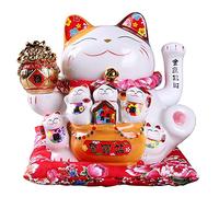 Ammboco Adorno de cerámica Maneki de 17,8 cm con forma de de señas de Feng Shui, decoración de columpio, A