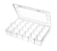 Ammboco Caja Organizadora de Plástico Grande de 24 Rejillas con Divisores Ajustables, Caja de Almacenamiento Transparente para Joyas, Manualidades de Bricolaje, Cintas Washi