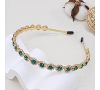 Ammei Headpiece Diadema de boda con cristales y accesorios para el cabello (verde plateado, 14 cm)