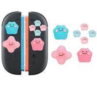 AMMKRO Pink Ditto Cross D-Pad - Juego de tapas de botón para el pulgar, silicona ABXY botones adhesivos para joystick compatible con Nintendo Switch 2 Controller
