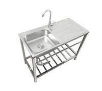 AMMOI Fregadero Cocina 1 Senos con Un Grifo De Agua Fría Pila Lavadero Acero Inoxidable con Banco De Trabajo Fregadero Portatil Autonomo para Cocina Garaje Restaurante (Size : L75xW40xH75cm)