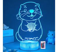 Ammonite Lámpara de nutria marina para niños, juguete de luz nocturna de nutria marina 3D, 16 colores con control remoto, decoración de habitación de niños como regalo de cumpleaños de Navidad para