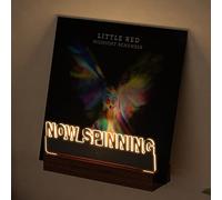 Ammonite Light up Now - Soporte giratorio para discos de vinilo, soporte de pared, soporte para tocadiscos, acrílico de madera para exhibición y almacenamiento de álbumes de vinilo con luces