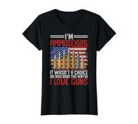 Ammosexual No fue una elección I Love Guns Primera Enmienda Camiseta gráfica económica, Mujer, Negro, S