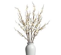 Ammyoo 4 Flores Artificiales de Ciruelo para decoración de Fiestas, Flores de Cerezo Falsas, Tallos Largos de Invierno, arreglos de Flores de Seda para Boda, hogar, Oficina, Dormitorio (Blanco)