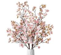 Ammyoo Ramo de Flores Artificiales de Cerezo a Granel, Flores de imitación de Seda al Tacto, para Navidad, Halloween, decoración del hogar, Boda, 4 Unidades (champán)