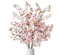 Ammyoo Ramo de Flores Artificiales de Cerezo a Granel, Flores de imitación de Seda al Tacto Real para Navidad, Halloween, decoración del hogar y Boda (Rosa Claro)