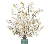 Ammyoo Ramo de Flores Artificiales de Cerezo a Granel, Flores de imitación de Seda al Tacto Real para Navidad, Halloween, decoración del hogar y Boda (Blanco)