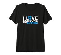 Amo a Alguien con Autismo Blue Ribbon Heart Camiseta Premium