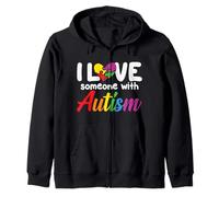 Amo a Alguien con Autismo Conciencia sobre el Autismo Sudadera con Capucha