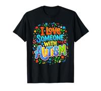 Amo a Alguien con Autismo Flower Infinity Retro Camiseta