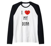 Amo A Dina Nombre Gracioso Camiseta Manga Raglan