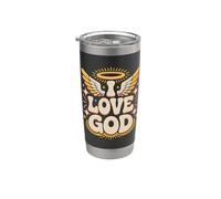 Amo a Dios, Angelic Wings, Halo, Faith Expression Vaso térmico de acero inoxidable de doble pared