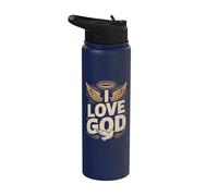 Amo a Dios con alas y paloma Stainless Steel Insulated Water Bottle