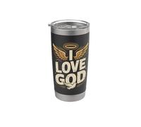 Amo a Dios con alas y paloma Vaso térmico de acero inoxidable de doble pared