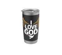 Amo a Dios Devoción Espiritual Alas Paloma Vaso térmico de acero inoxidable de doble pared
