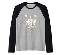 Amo a Dios Expresión de fe cristiana Camiseta Manga Raglan