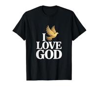 Amo a Dios, fe Cristiana inspiradora, Dove Camiseta gráfica económica, Hombre, Negro, M