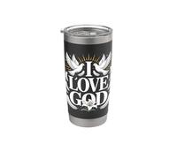 Amo a Dios Fe Espiritual Palomas Lily Vaso térmico de acero inoxidable de doble pared