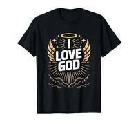 Amo a Dios Heavenly Halo Wings Rays Camiseta gráfica económica