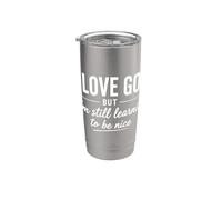 Amo a Dios pero todavía estoy aprendiendo a ser agradable cristiano divertido Vaso térmico de acero inoxidable de doble pared