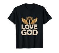 Amo a Dios Religious Angel Wings Halo Camiseta