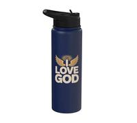 Amo a Dios Religious Angel Wings Halo Stainless Steel Insulated Water Bottle