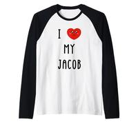 Amo A Jacob Nombre Gracioso Camiseta Manga Raglan