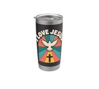 Amo a Jesús, Dove Cross, Christian Faith Vaso térmico de acero inoxidable de doble pared